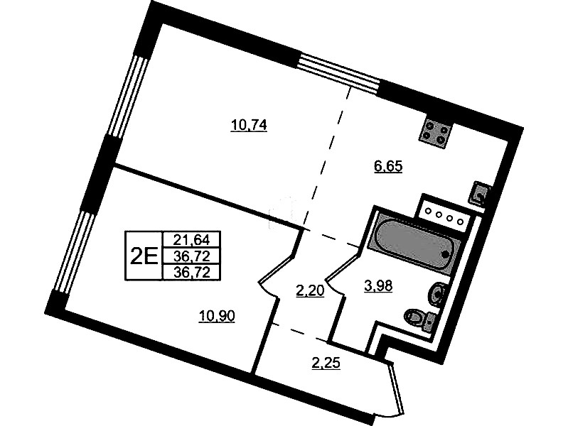 1-комнатная квартира 36.72 м², 9/9 эт., ЖК «Квартал Лаголово»